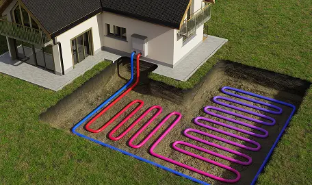 Geothermal heat pump system for renewable energy
